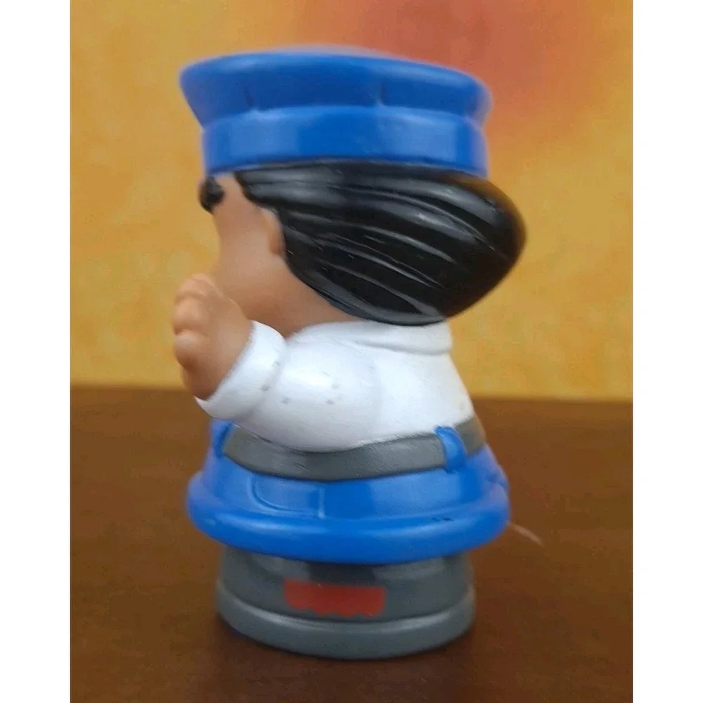 Fisher Price Little People Bus Driver 1997 Man Mustache Blue White Outfit